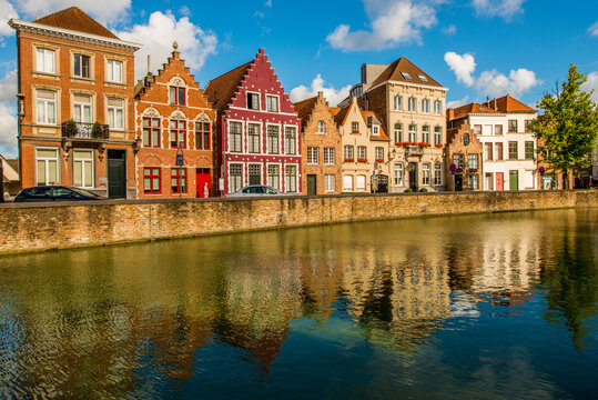 Canal scene, Bruges, West Flanders, Belgium