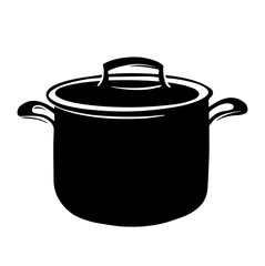 Cooking pan icon isolated on white background. Pan black silhouette