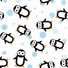 Funny Penguin seamless pattern