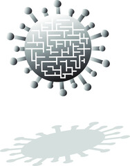 Illustration of labyrinth inside the corona virus symbol as concept for world pandemic