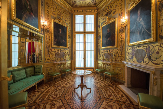 WARSAW, POLAND - 11.02.2020: Interior of Royal Castle or palace. The palace is a landmark monument and is a UNESCO World Heritage site in Poland. 