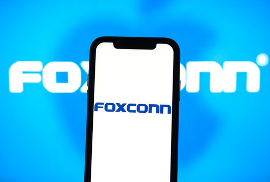 Foxconn logo on the smartphone screen. Rostov-on-Don, Russia. 2 March 2020