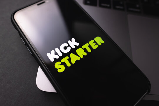 Kickstarter logo on smartphone screen. Rostov-on-Don, Russia. 4 February 2020