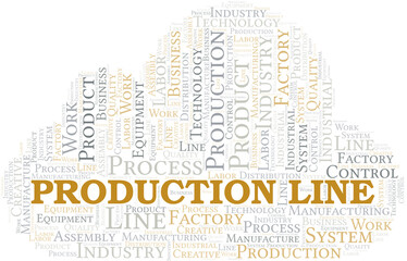 Production Line word cloud create with text only.