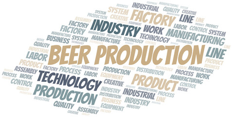Beer Production word cloud create with text only.