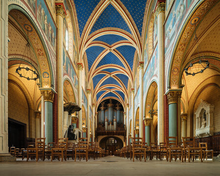 Interior of Benedictine Abbey of Saint-Germain-des-Pres, Paris, Ile-de-France, France