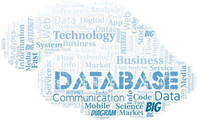 Obraz premium Database vector word cloud, made with text only.