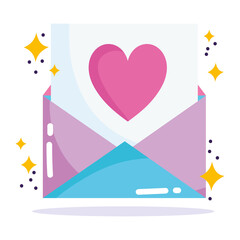 social media, email message romantic in cartoon style