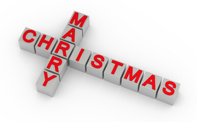 Cubes with words Marry Christmas in the shape of a cross