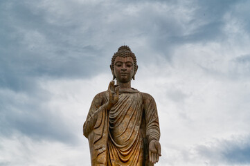 Kanchanaburi / Thailand / August 15, 2020 : Wat Thipsukhontharam Thailand’s largest standing...