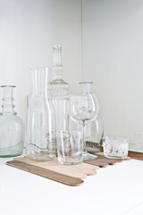 glasses and glass bottles