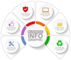 Business infographic vector template with 6 options