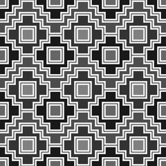Inca crosses seamless pattern. Ethnic ornament. Folk background. Geometric wallpaper. Grid image. Tribal motif. Ancient mosaic. Digital paper, web design, textile print, abstract. Vector artwork.