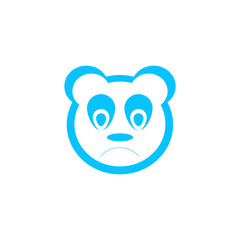 Sad panda icon flat.