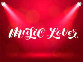 Music Lover brush lettering. Vector stock illustration for clothing or banner