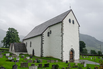Fototapeta na wymiar Historic Kvinnherad Church in Rosendal, Norway