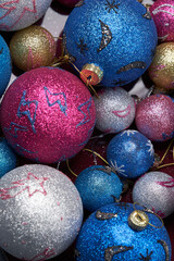 Colorful christmas tree toy. Happy New Year or Xmas background