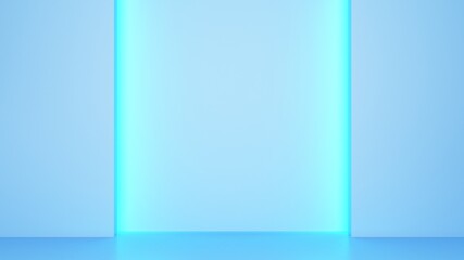 blue wall with vertical turquoise backlighting