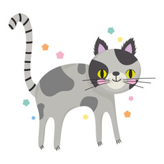 spotted cat pet cartoon animal white background