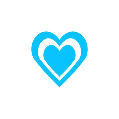 Heart in heart icon flat.