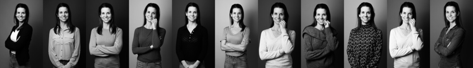 Beautiful woman in front of a colored background