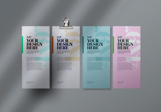Card Mockup Set with Bulldog Clip