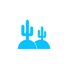 Cactus in desert icon flat.