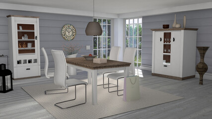 modern dining room in country house style