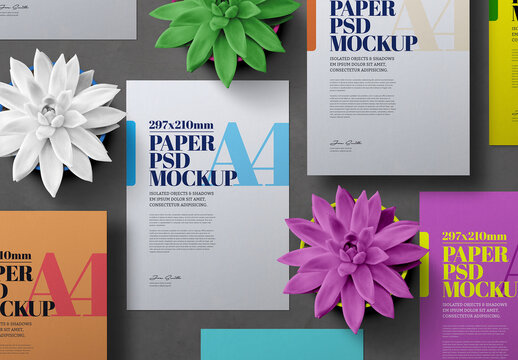 Flyer Mockups with Cactus Plants