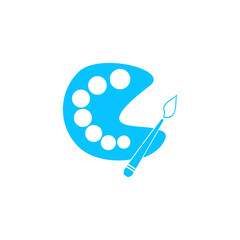 Paint brush with palette icon flat.