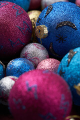 Colorful christmas tree toy. Happy New Year or Xmas background