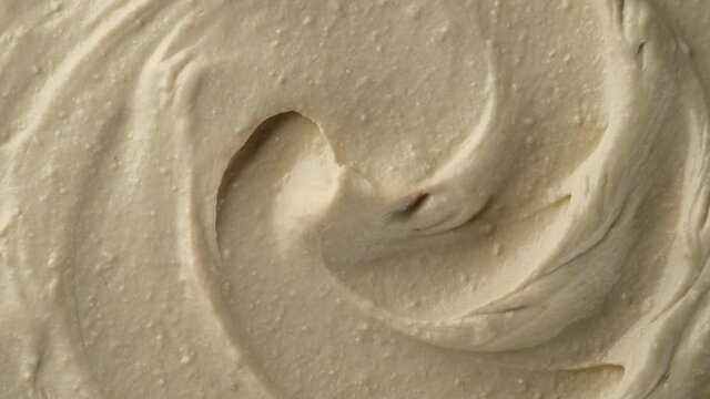 hummus top view close up, rotating