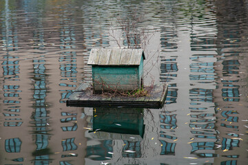 Old green duck house