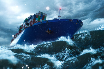 Container Schiff auf stürmische Seee