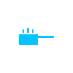 Hot cooking pot icon flat.