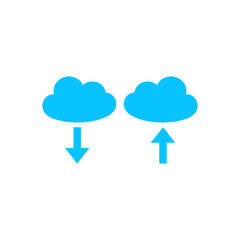 Cloud download and upload icon flat.