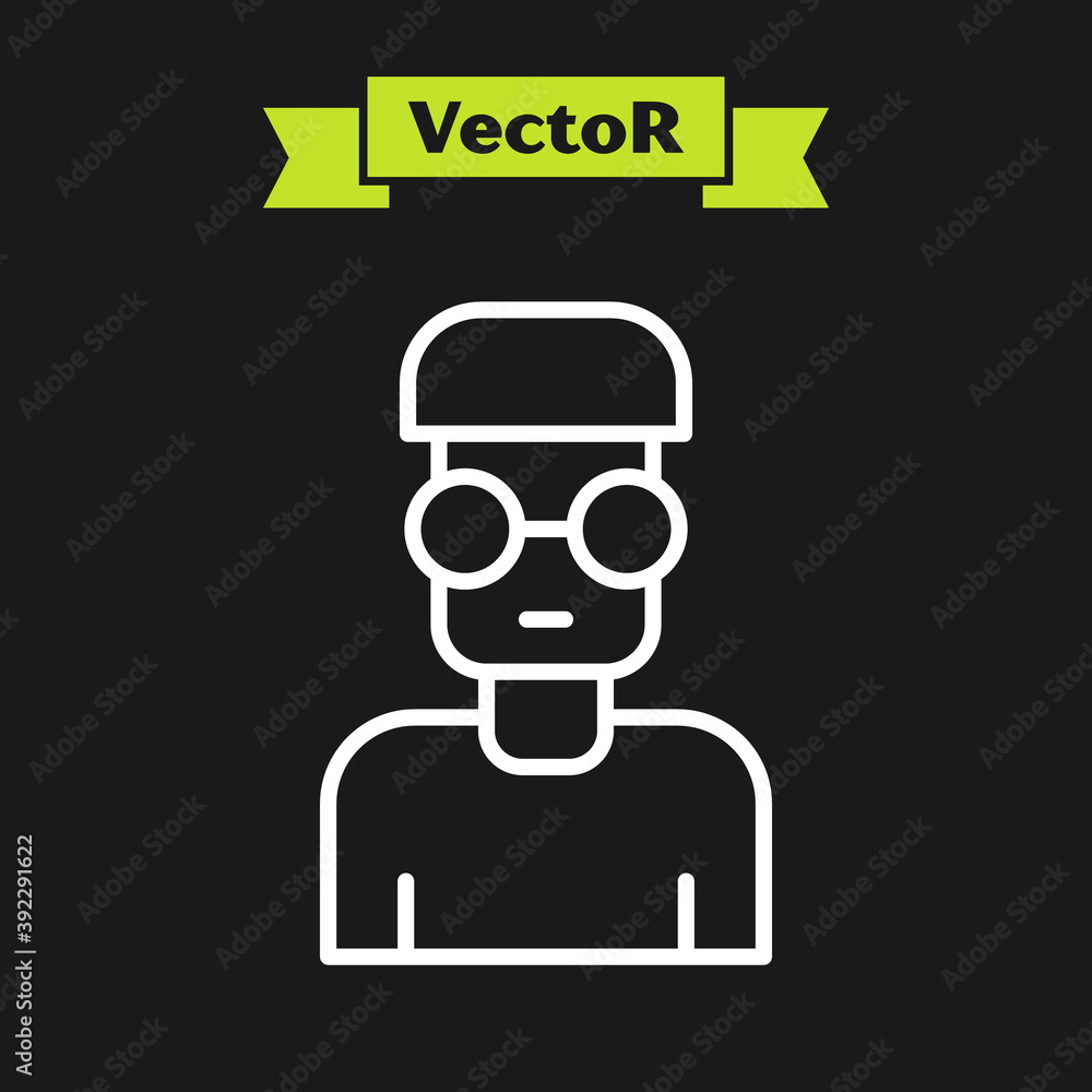 Poster white line nerd geek icon isolated on black background. vector.