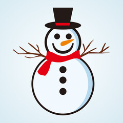 Snowman with hat and scarf vector illustration, Snowman 