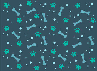 Pattern Doogie And Footprints And Bones