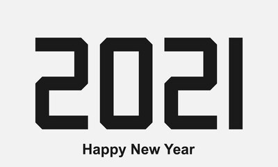 2021 sign flat black and white vector icon.