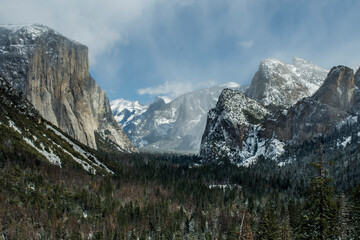 Yosemite Valley View in winter season, Yosemite National Park, California