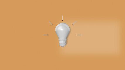 3d rendering of light bulb icon with rays emanating from it.