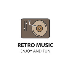 retro music color cartoon logo illustration design