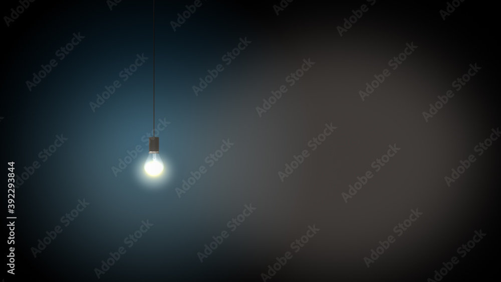 Poster 3d rendering of light bulb icon isolated on dark background.