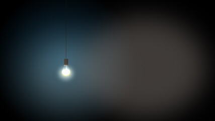 Fototapeta na wymiar 3d rendering of light bulb icon isolated on dark background.