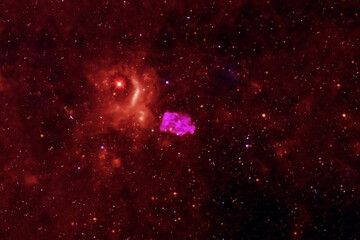 Red galaxy in deep space. Elements of this image furnished by NASA