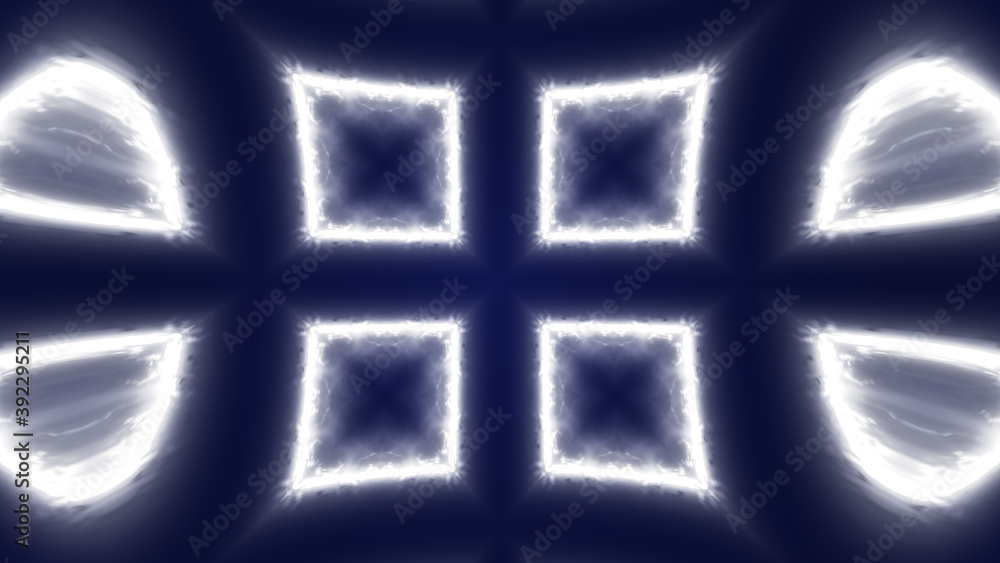 Poster 3d illustration of shiny square shapes background with perspective effect.