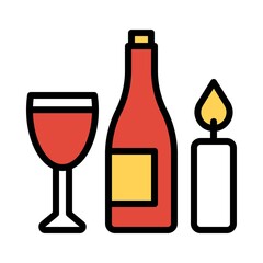 Wine and candle icon, Thanksgiving related vector