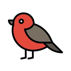 Fototapeta premium Red robin bird icon, Thanksgiving related vector
