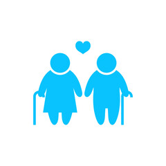 Old couple love people icon flat